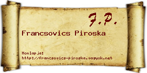 Francsovics Piroska névjegykártya